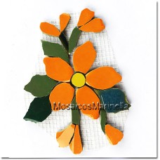 Aplique para mosaico flor laranja com botões