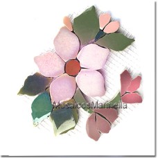 Aplique para mosaico flor rosada  com botões