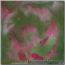 Azulejo artesanal verde manga rosa